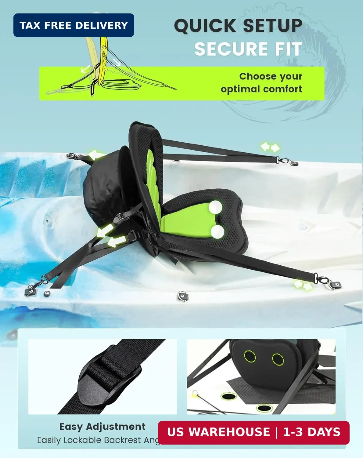 BRANTMAKER Kayak Seats with Back Support, Paddle Board Seat for Inflatable Board