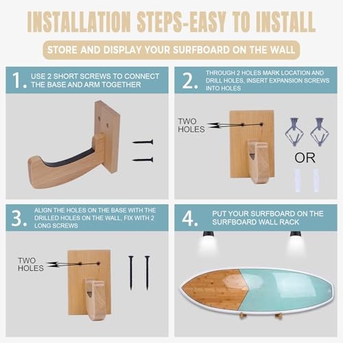 Surfboard Wall Mount Wooden Surf Board Wall Racks for Storage and Display Your