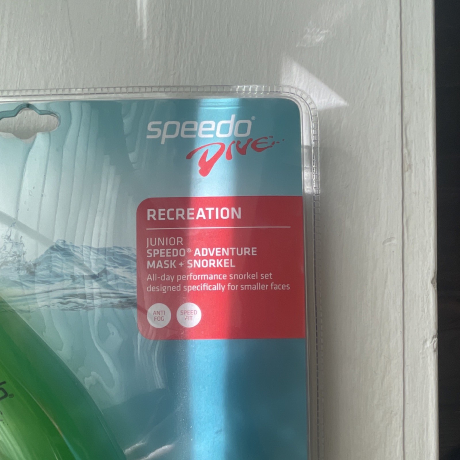Speedo Junior Adventure Mask + Snorkel Kelly Green Polycarbonate Lenses