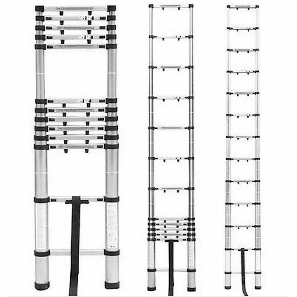 10.5FT Aluminum Extension Telescoping Heavy Duty 330lbs Lightweight Step Ladder
