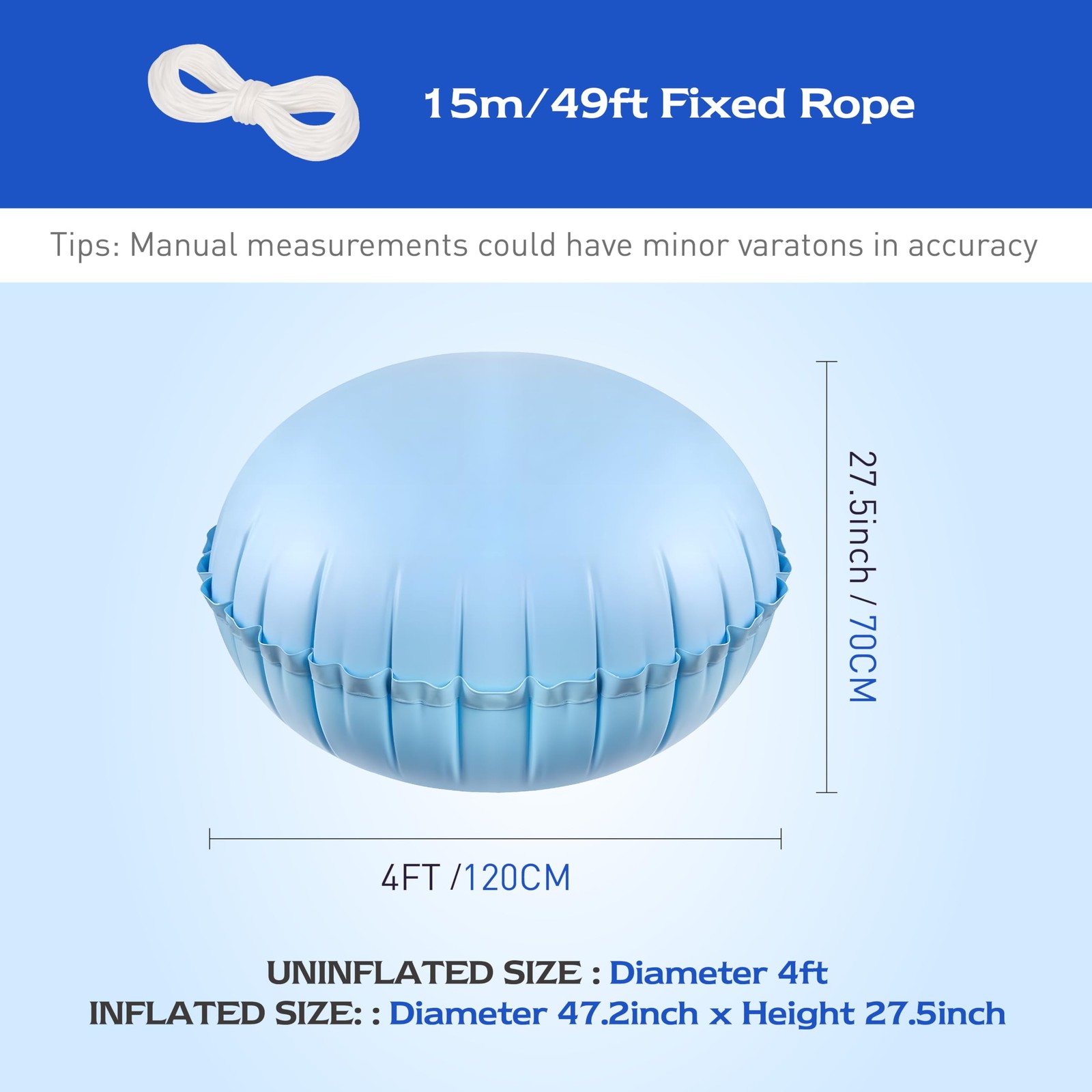 Pool Pillow for Above Ground Pools, 4 x 4 ft Air Pillow Pool Cover Winter Win…