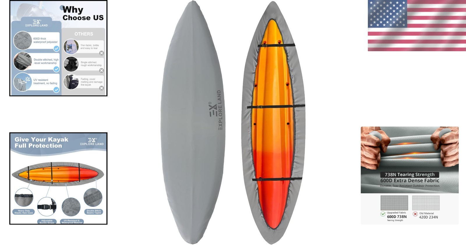 All-Weather Kayak Storage Cover – 10.8-12ft, Grey