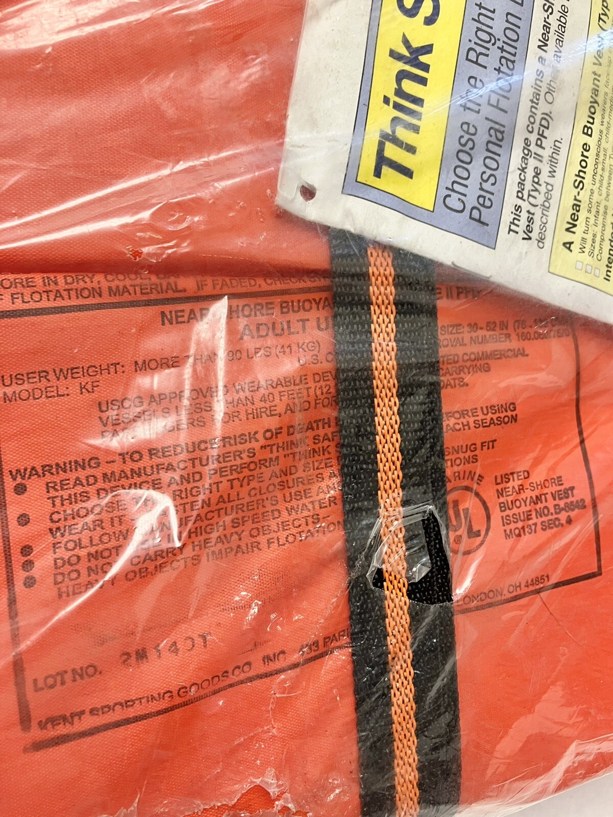 New Kent Buoyant LIFE VEST Adult Type II P.F.D. Over 90 lbs