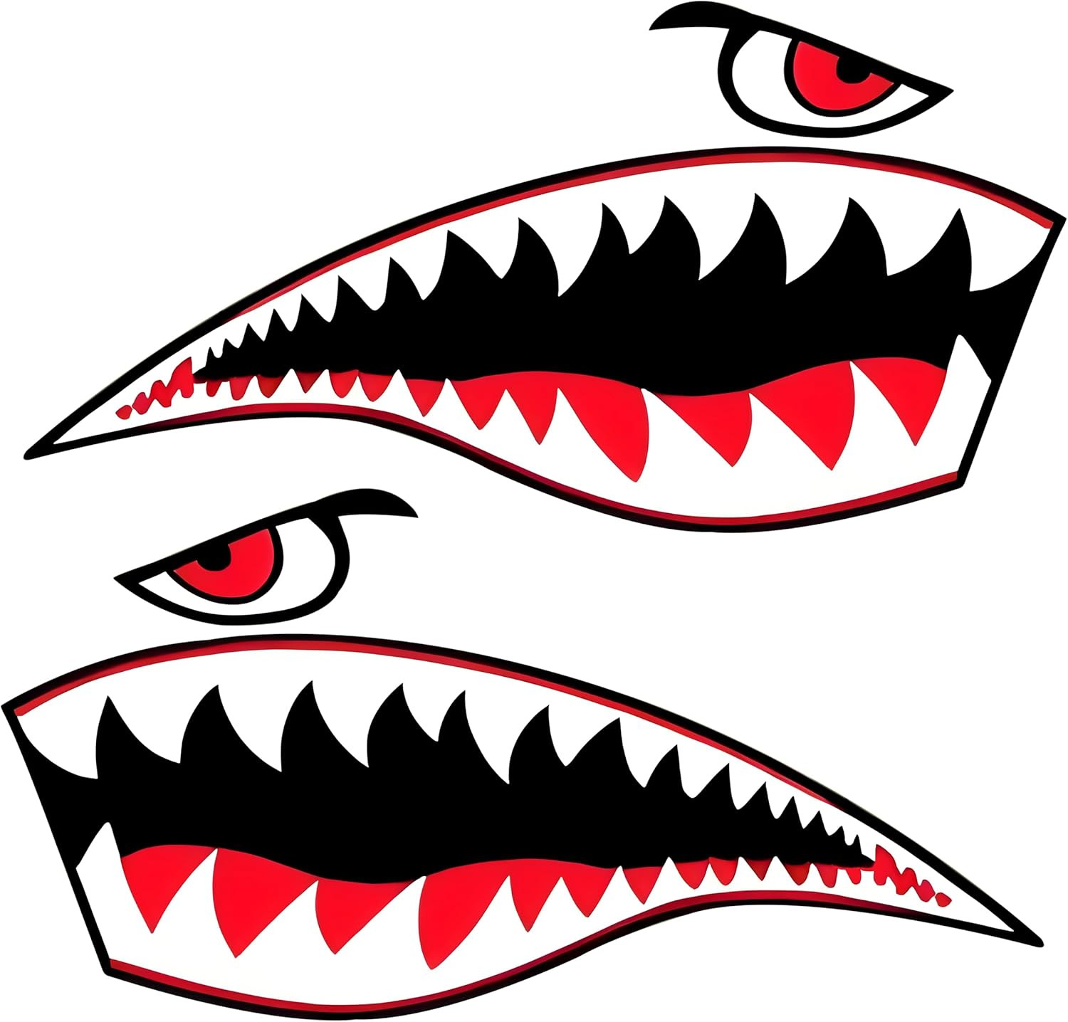 Shark Teeth Sticker， Waterproof PVC Flying Tiger Shark Mouth Decal for Kayak, Ca