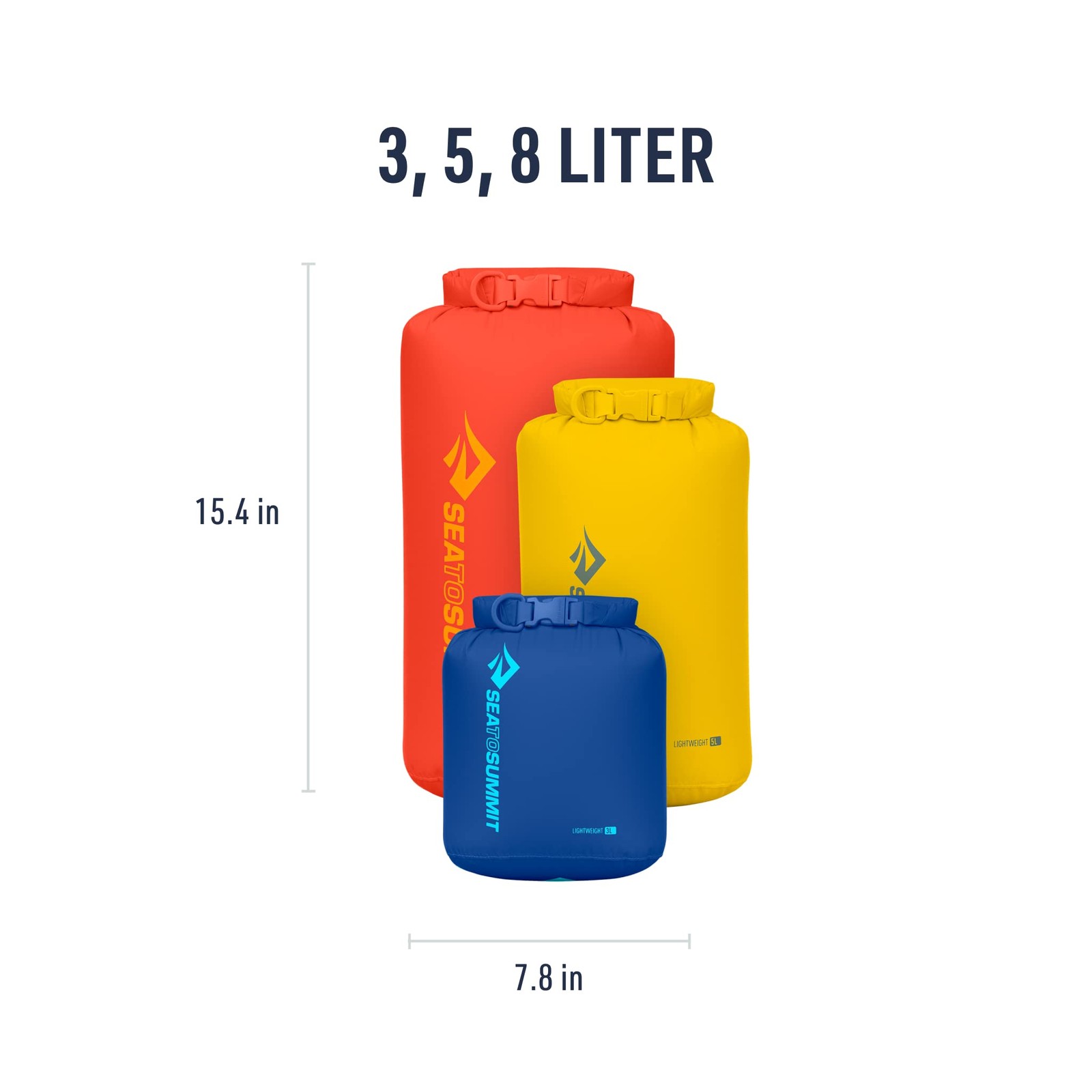 Lightweight Waterproof Dry Bag Set 3L 5L 8L For Hiking Camping Travel