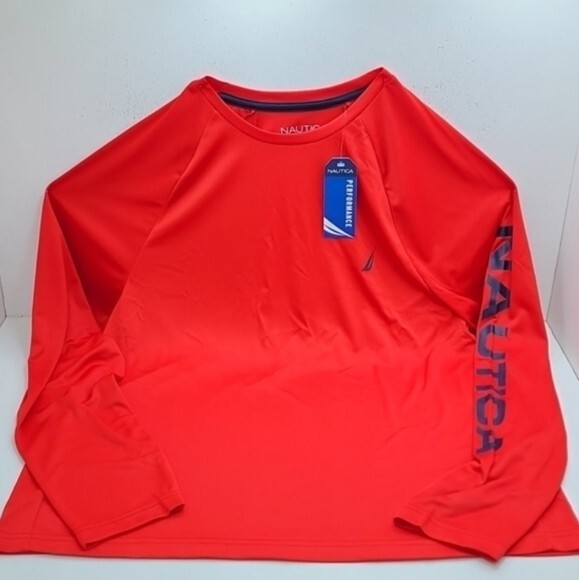 New Men’s XL Nautica Performance Rash Guard Beach Sun Defender Long Sleeve Shirt