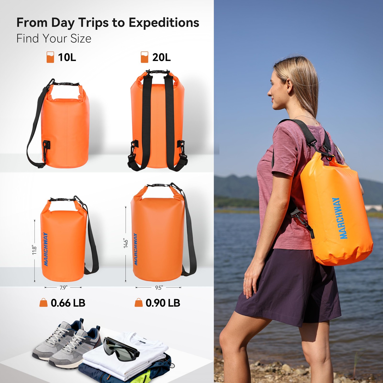 Marchway Floating Waterproof Dry Bag Backpack 5L/10L/20L/30L/40L Roll Top Sack