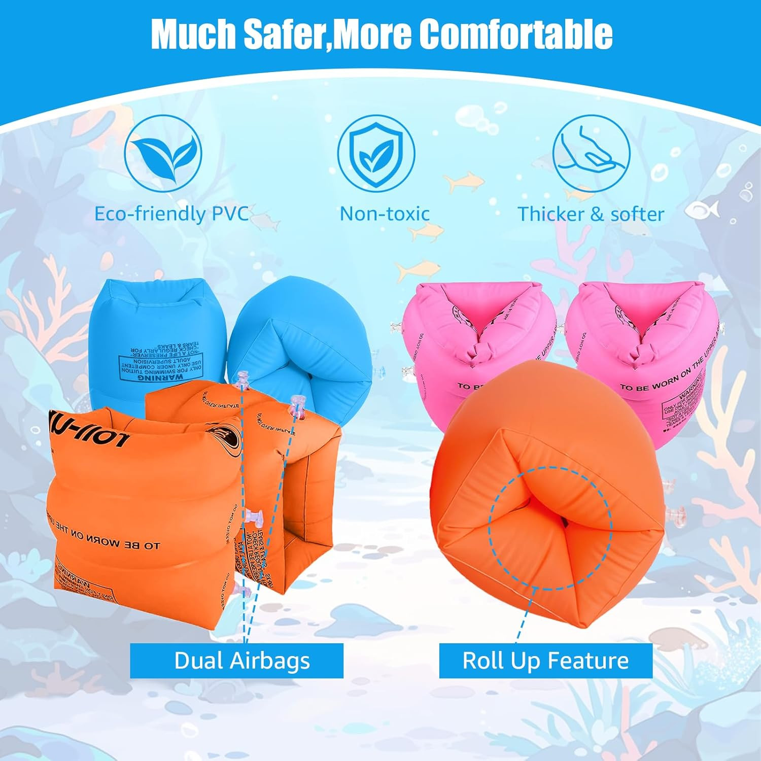 Inflatable Arm Floaties – Water Wings Swim Arm Bands Floatation Floaties, PVC Po