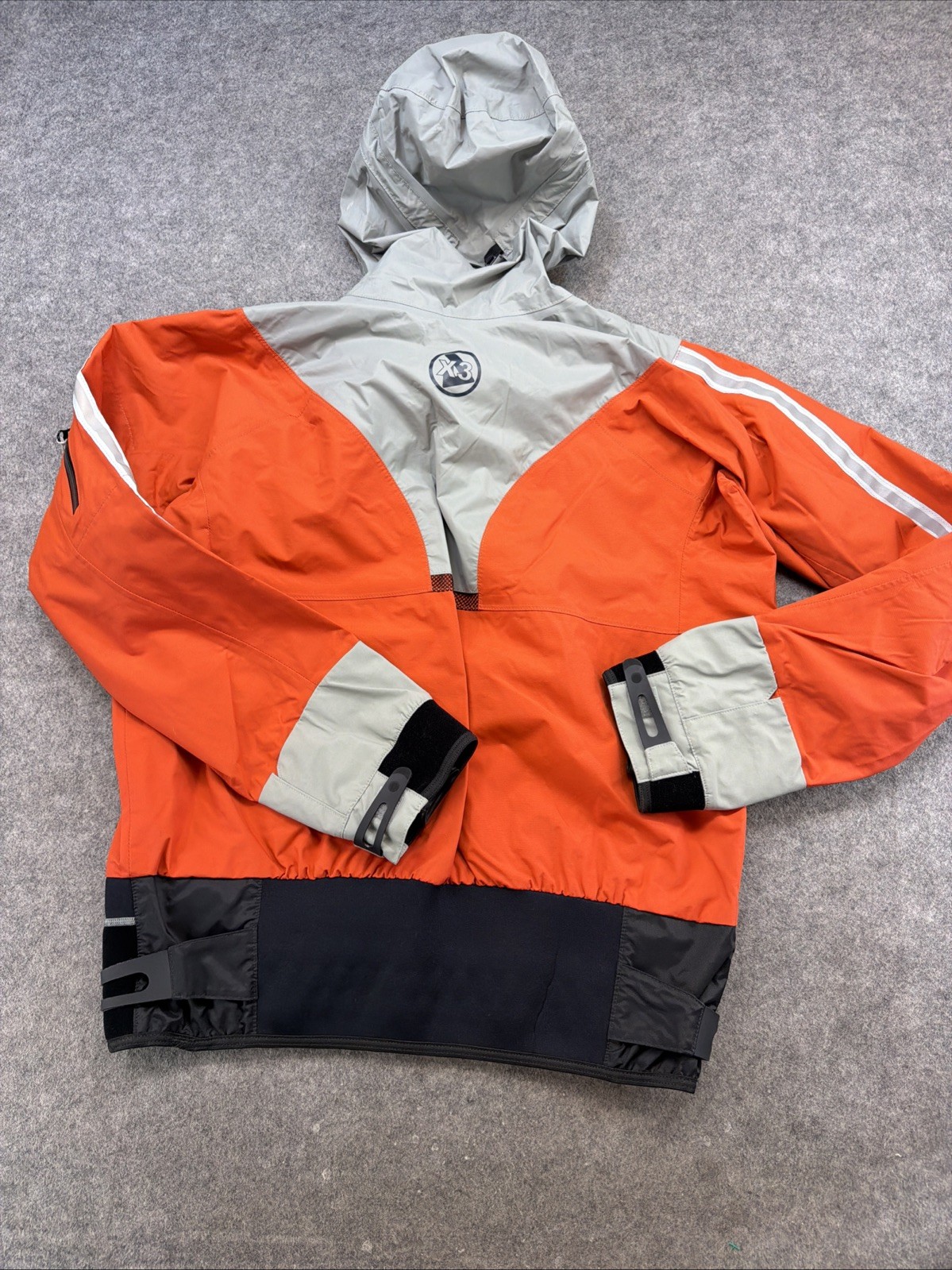 Peak X3 UK Whitewater Kayaking CagouleJacket Orange Grey Waterproof 1/2 Zip EUC