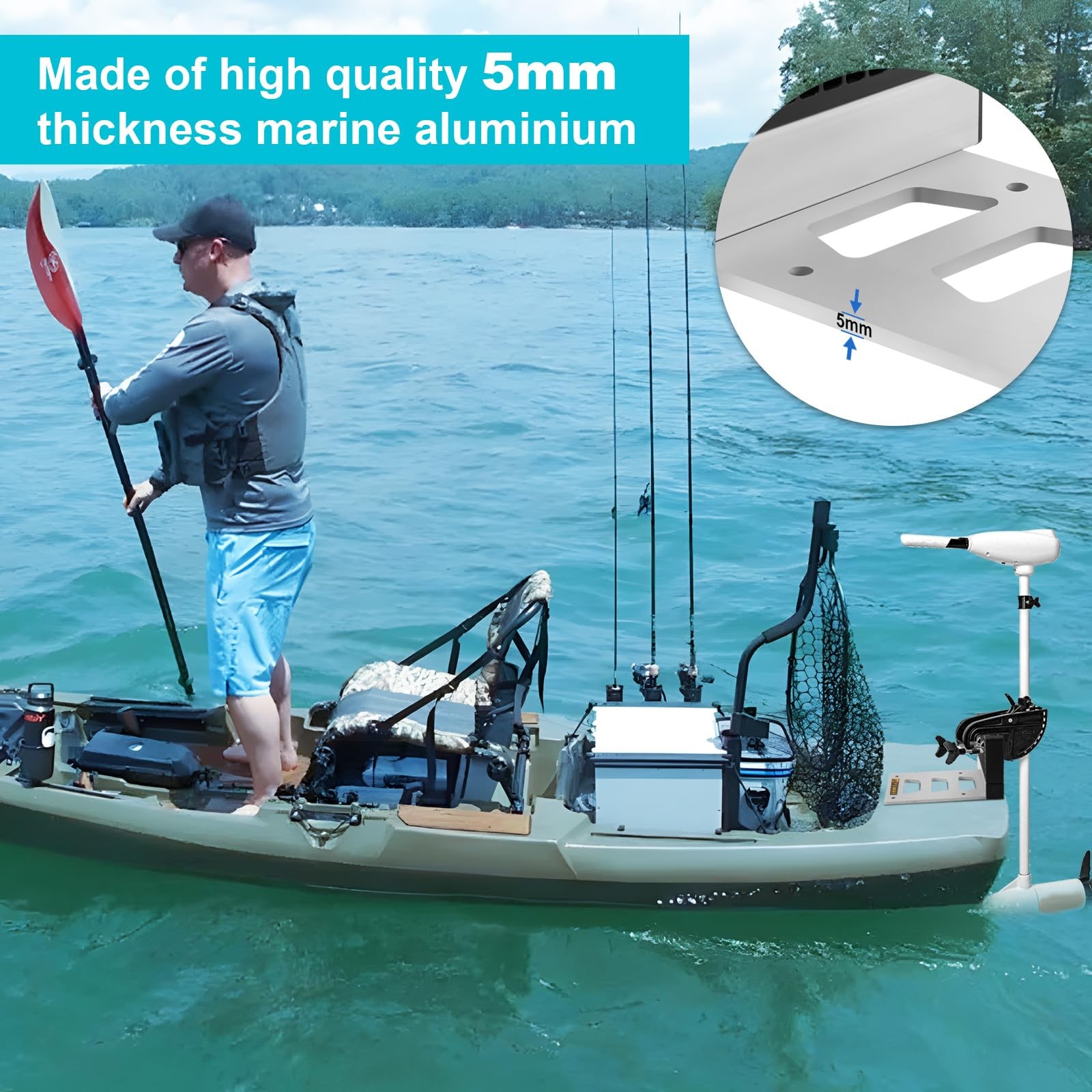 Universal Transom Trolling Motor Mount for Kayaks, Fit for Any Boat with A Flat