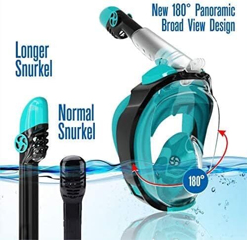 IClique Ocean LINE Full Face Snorkel Mask Flat – Diving Set 180 Panoramic View