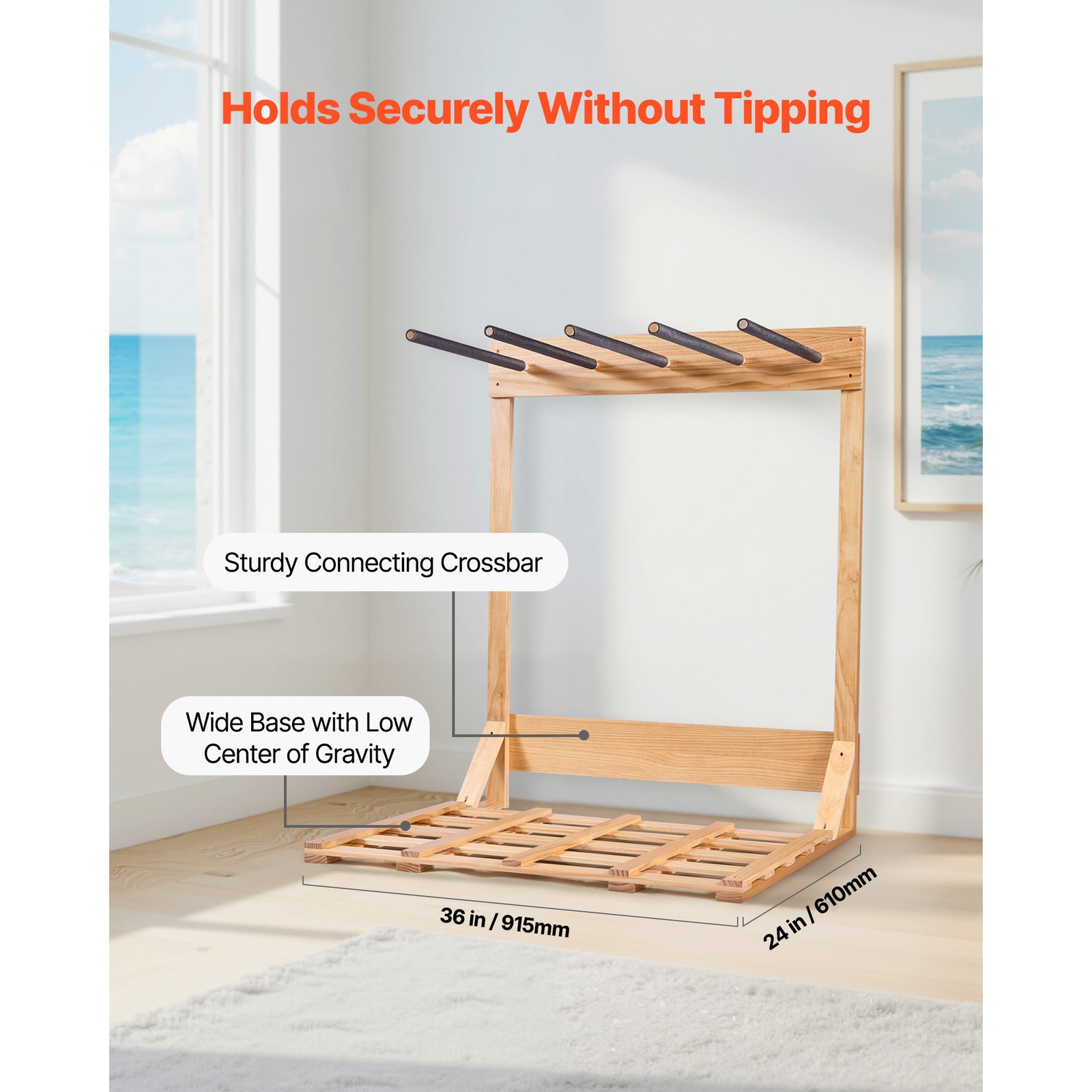 Uimoso Vertical Surfboard Rack with 4 Levels for Storage and Display