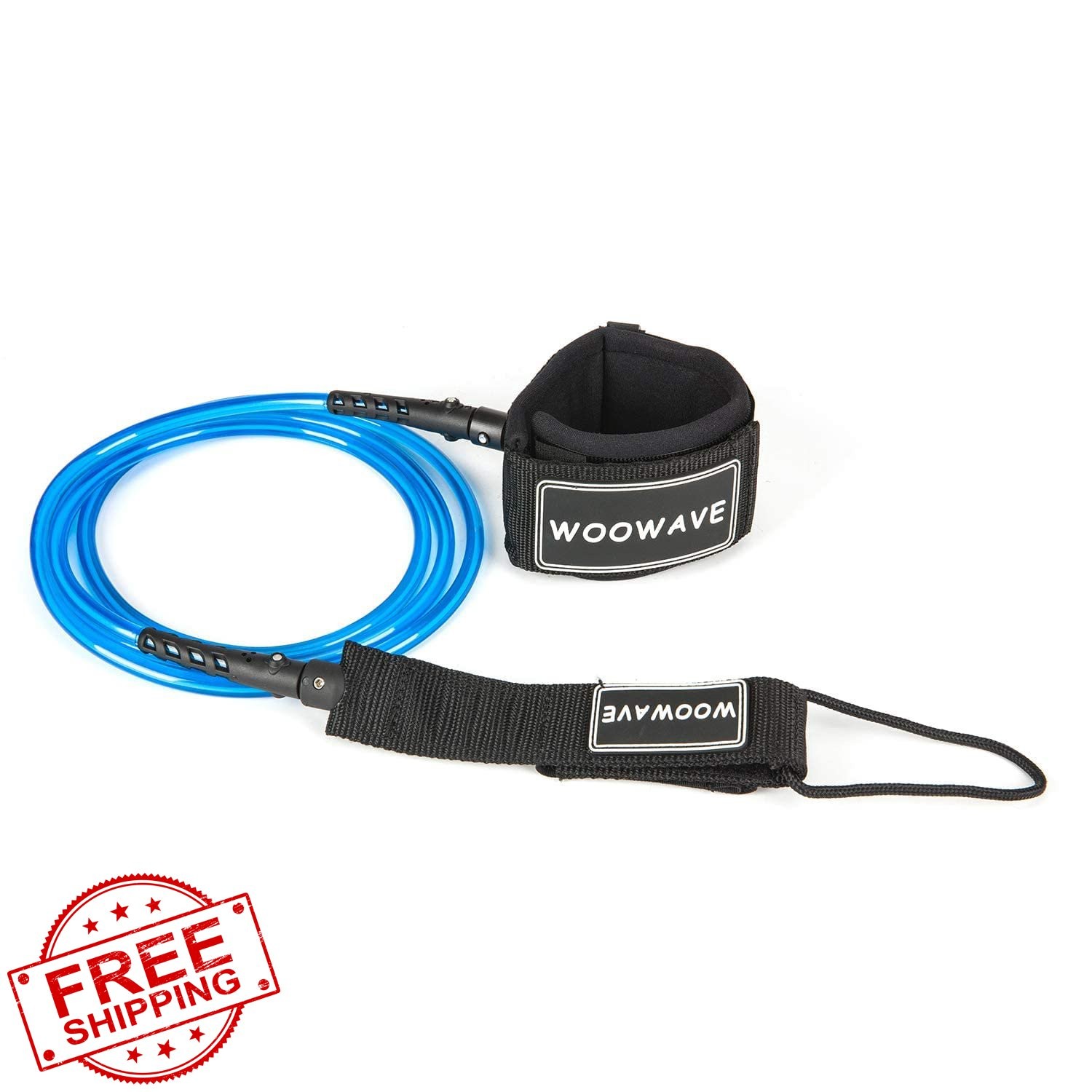 WOOWAVE Surfboard Leash Blue White Core 6ft and 7mm