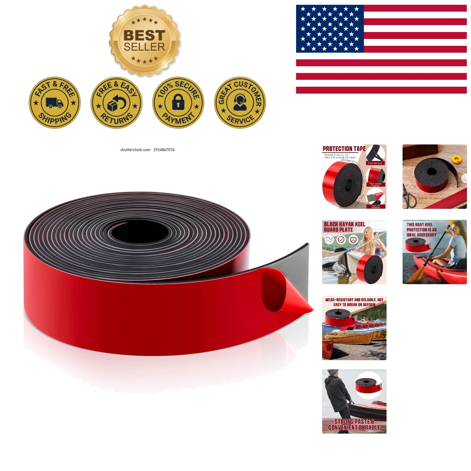 Easy Apply 20ft Kayak Hull Protector – Self-Adhesive Tape for All Boat Types