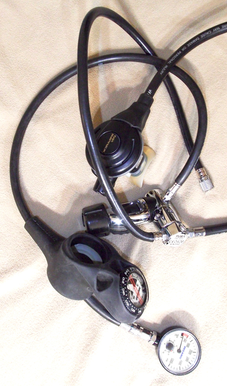 TUSA Imprex TR-400 regulator set; 1st and 2nd stage w/SPG and compass
