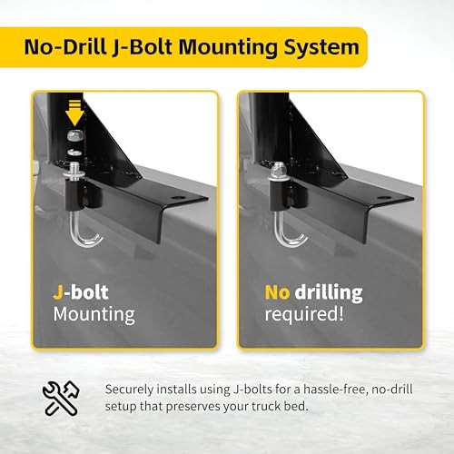 50241 Adjustable Steel – No Drill Installation, 500 lbs Truck Ladder Rack