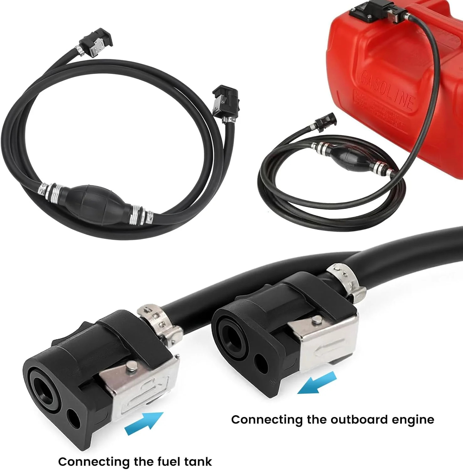 5/16″ 8mm Fuel Line Assembly, 6.8FT Marine Outboard Boat Motor RVs Fuel Gas Line
