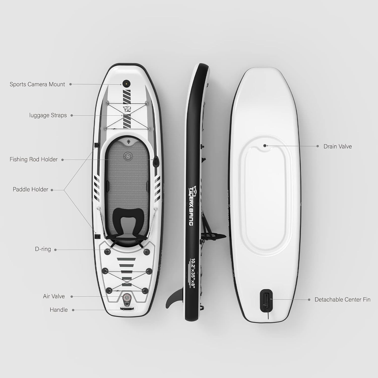 10.2’X35”X8” INFLATABLE KAYAK WITH DETACHABLE SEAT, SUP-KAYAK SET