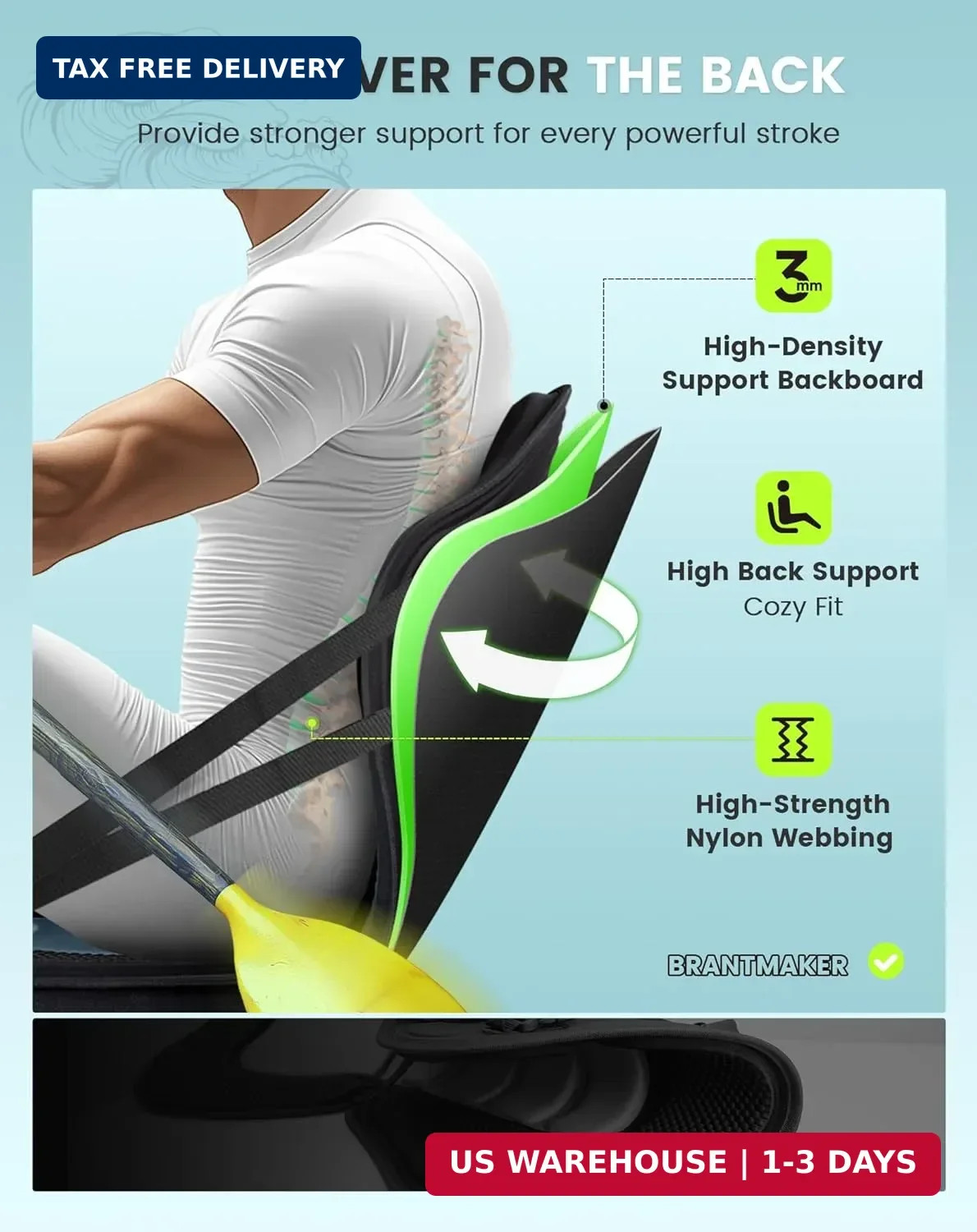 BRANTMAKER Kayak Seats with Back Support, Paddle Board Seat for Inflatable Board