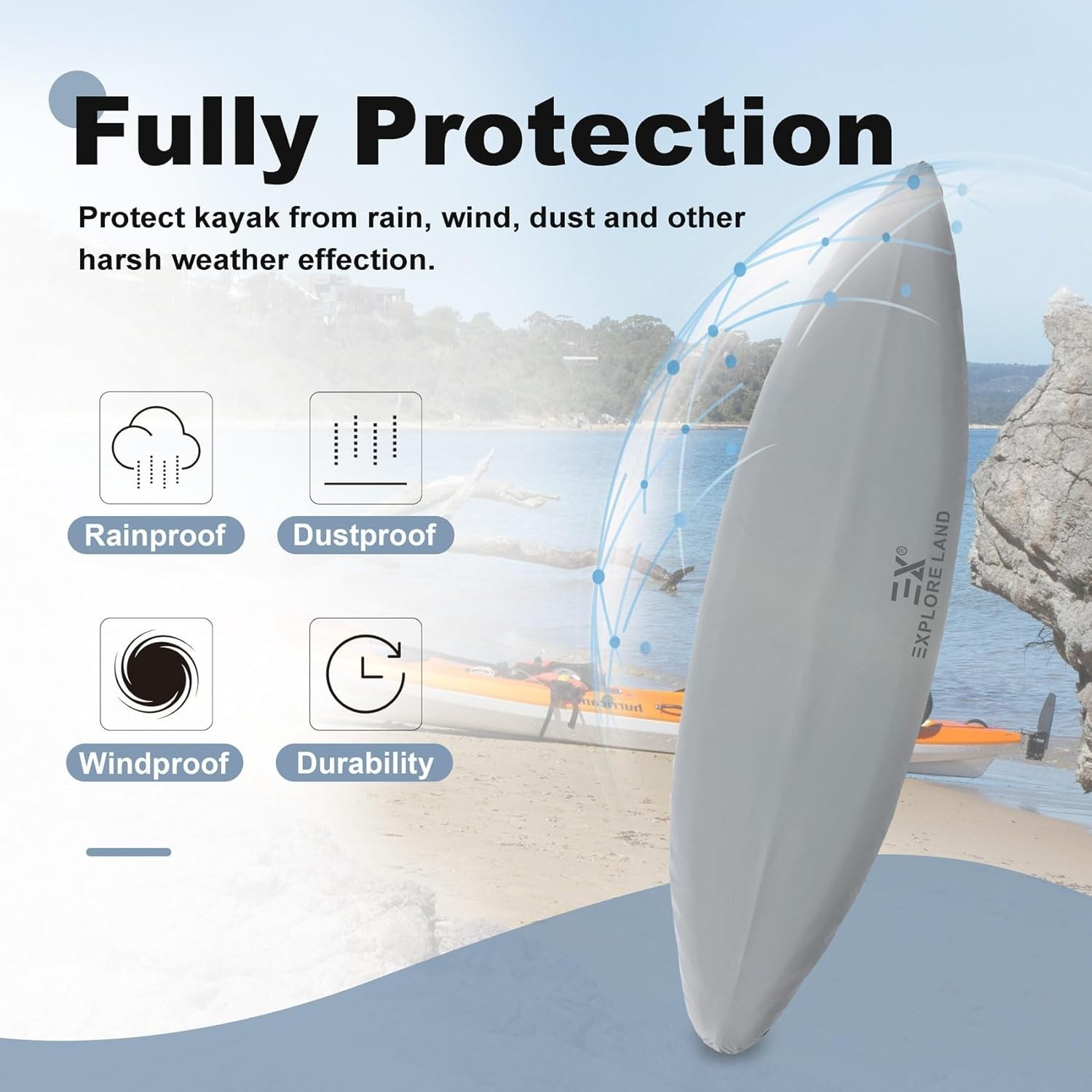 All-Weather Kayak Storage Cover – 10.8-12ft, Grey
