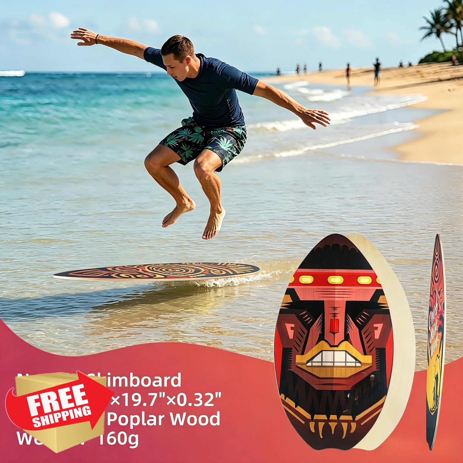 Eliwdshen Skimboard 35 inch Green Kids Adults