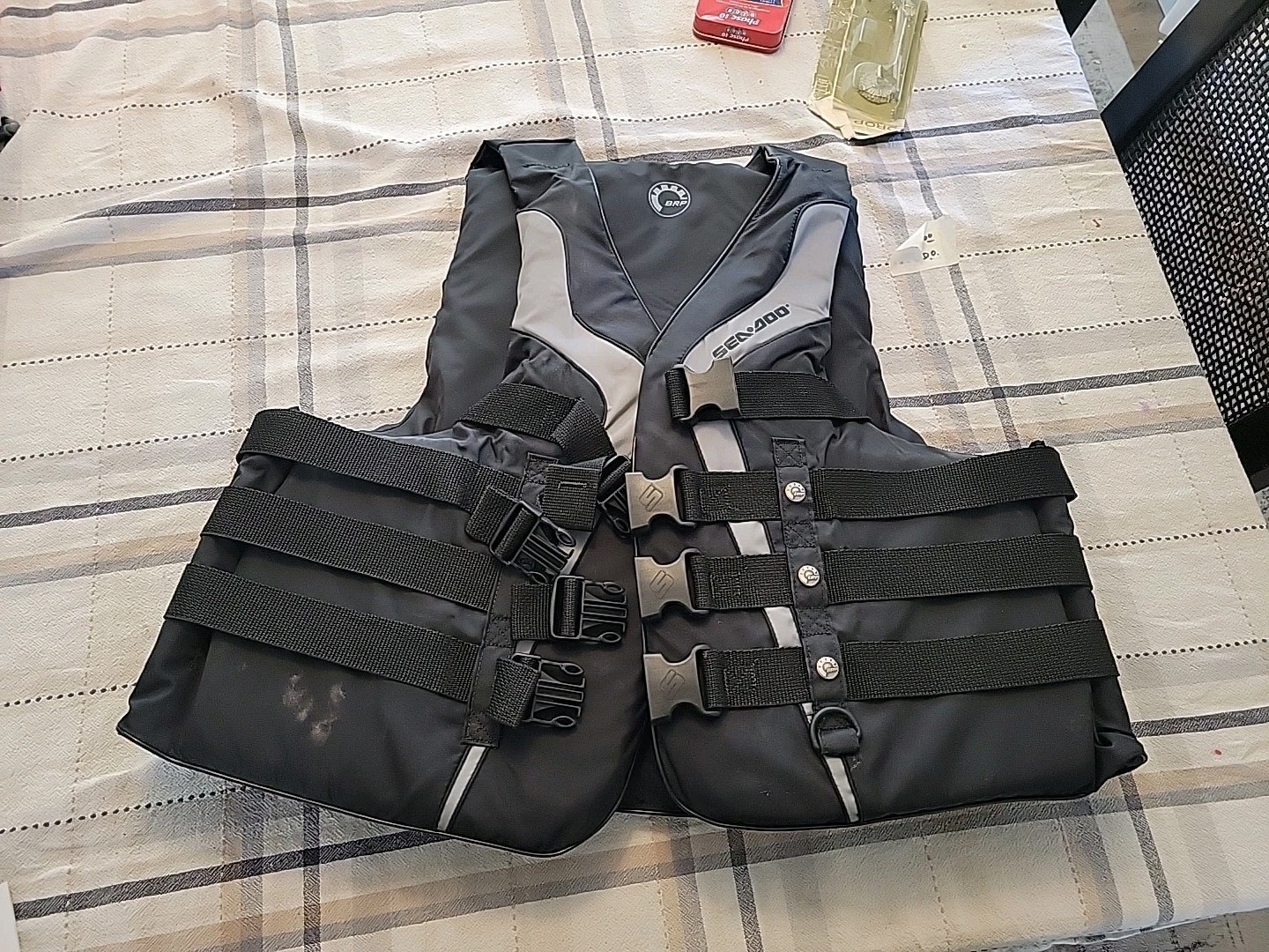 Gray and Black Seadoo Life Jacket Vest Adult XXX Large 1714 Chest Size 53-57