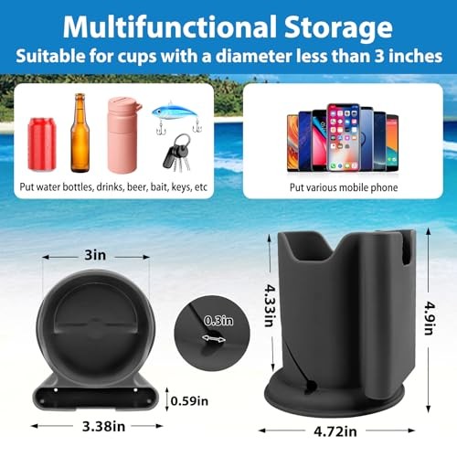 Paddleboard Cup Holder, Paddle Board and Kayak Drink Holder, 2-in-1 Black-1pack