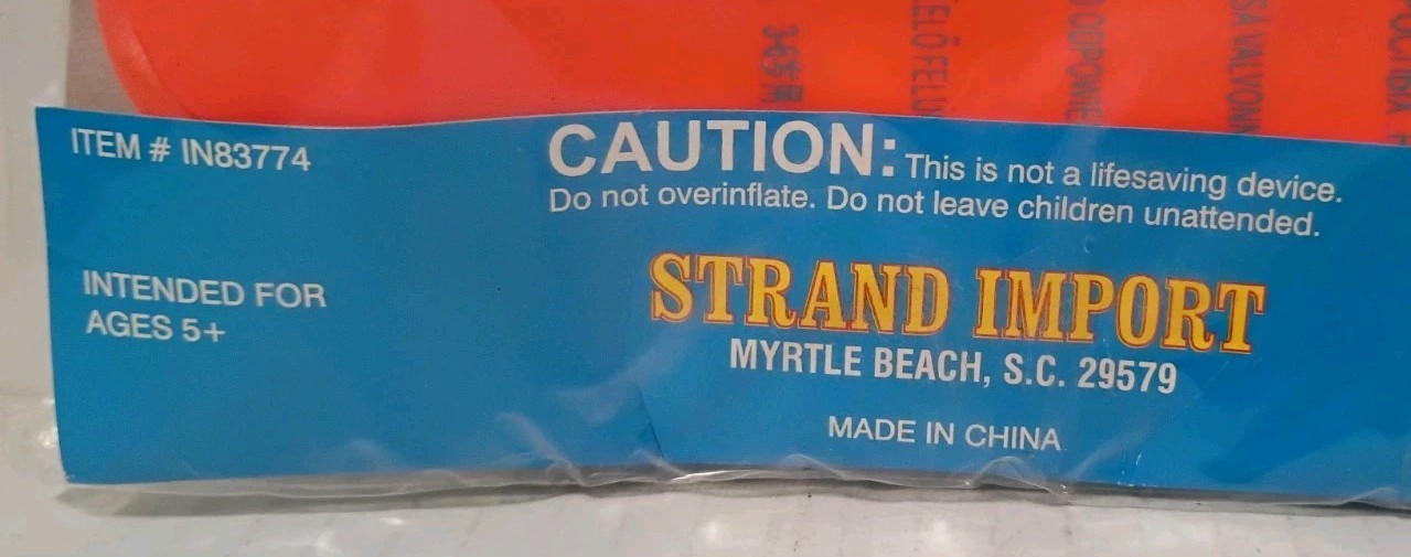 Vintage STRAND Inflatable Swim Arm Bands 9×8″ For Ages 5+ Orange & Yellow – NOS