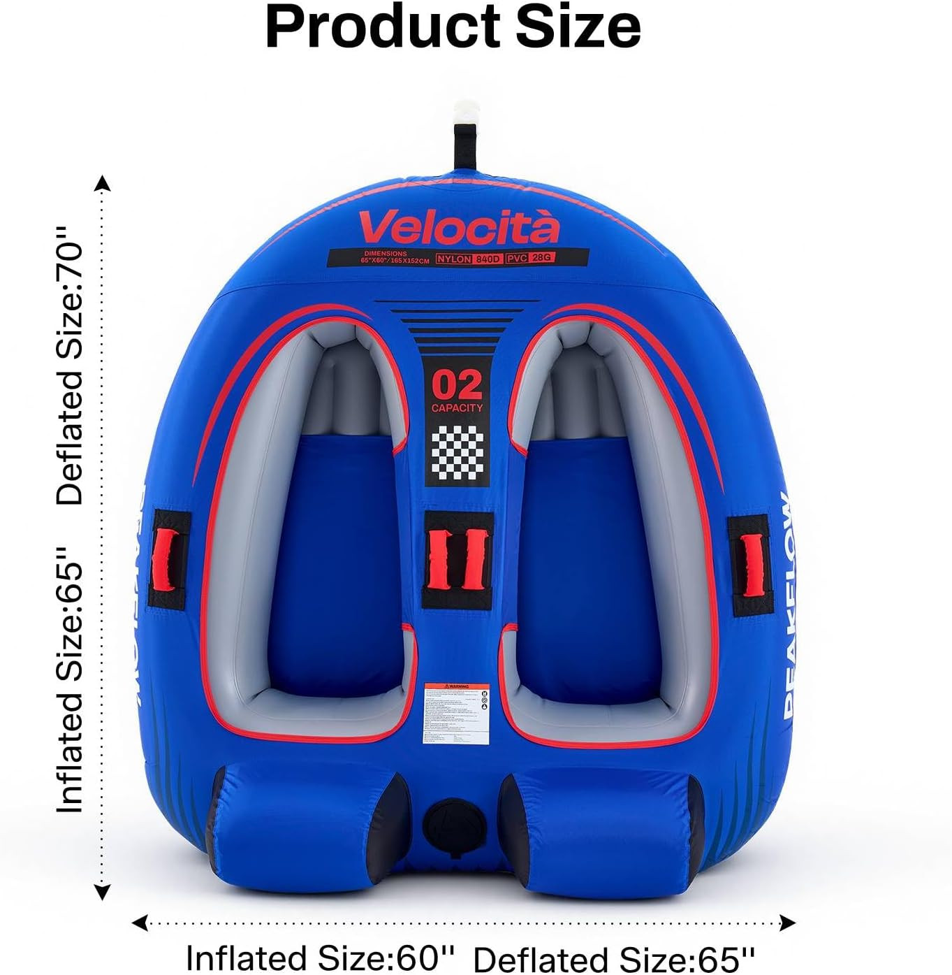 2 Person Towable Boat Tube 65×60 Inflatable Tube Lake