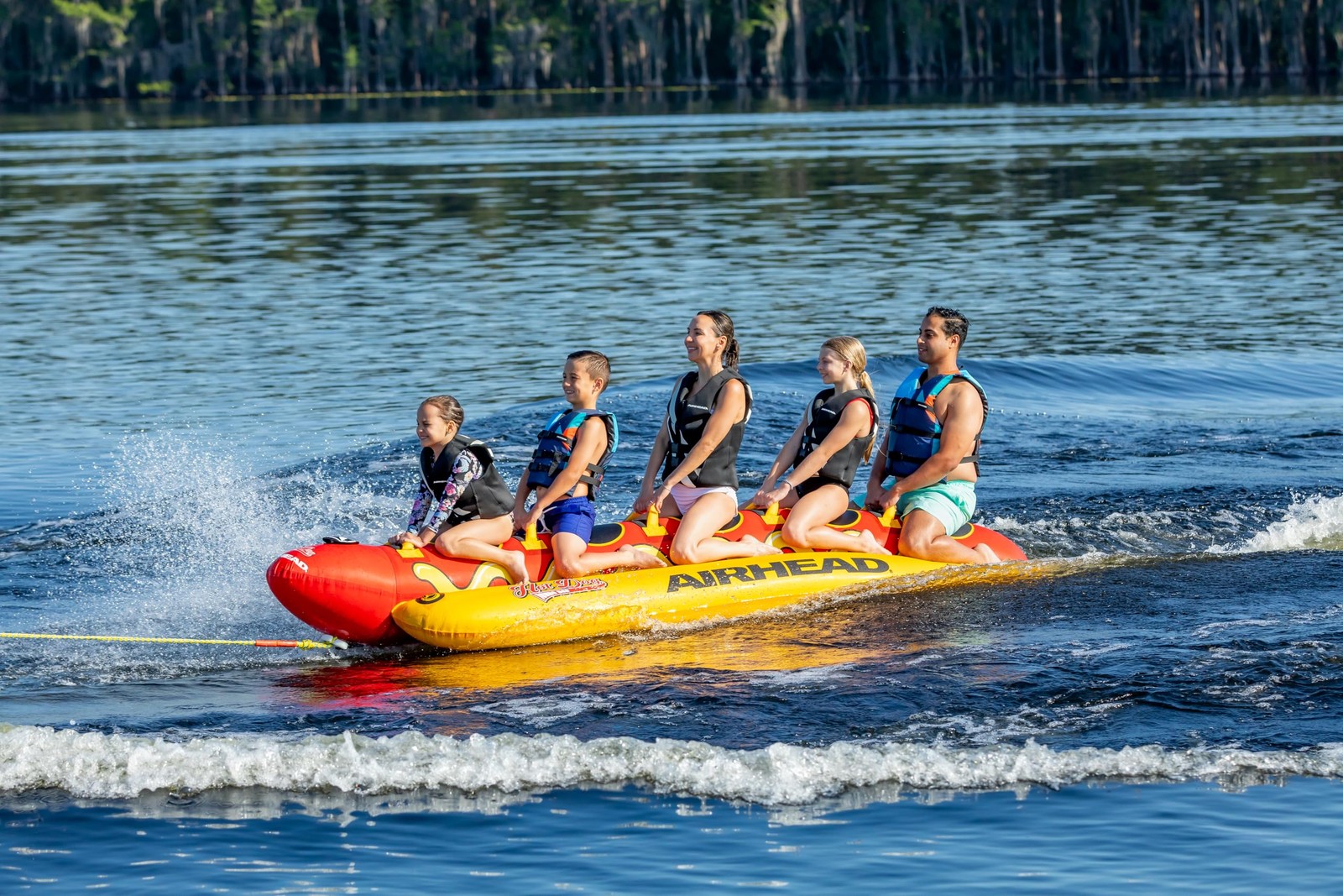 Airhead Hot Dog Towable Tube for Boating, 5 Rider Inflatable Boat Tube