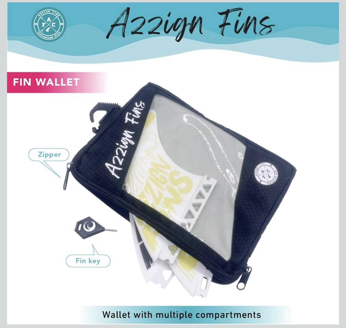 Azzign Waver L Single Tab Thruster Honeycomb Fiberglass Flat Foil Surfboard Fins