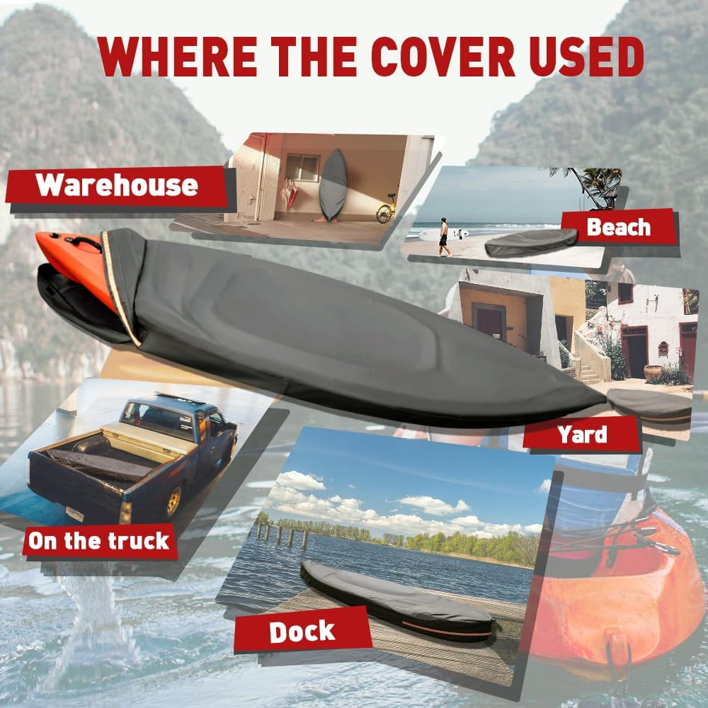 600D Kayak Covers for Outdoor Storage,Kayak Cover 18-20Ft Canoe Covers Paddle Bo