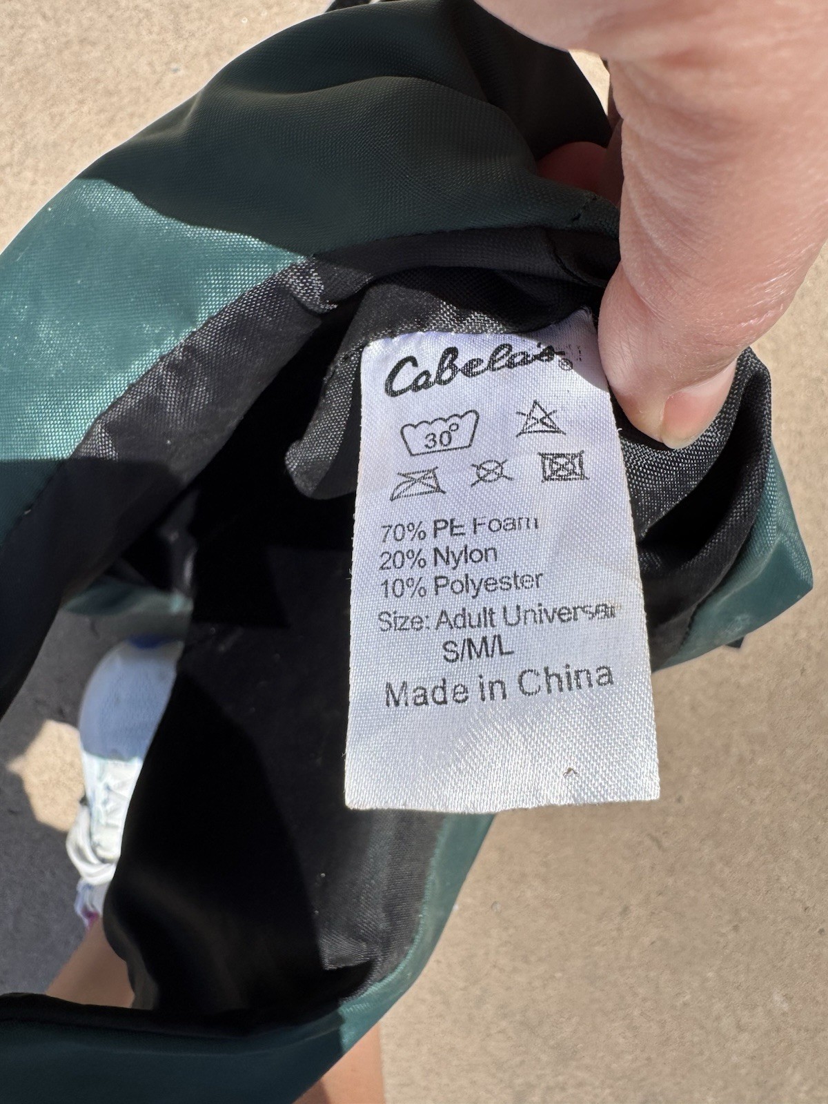 Cabela’s CB-160 Adult Universal Life Jacket Green PE Foam Nylon Polyester