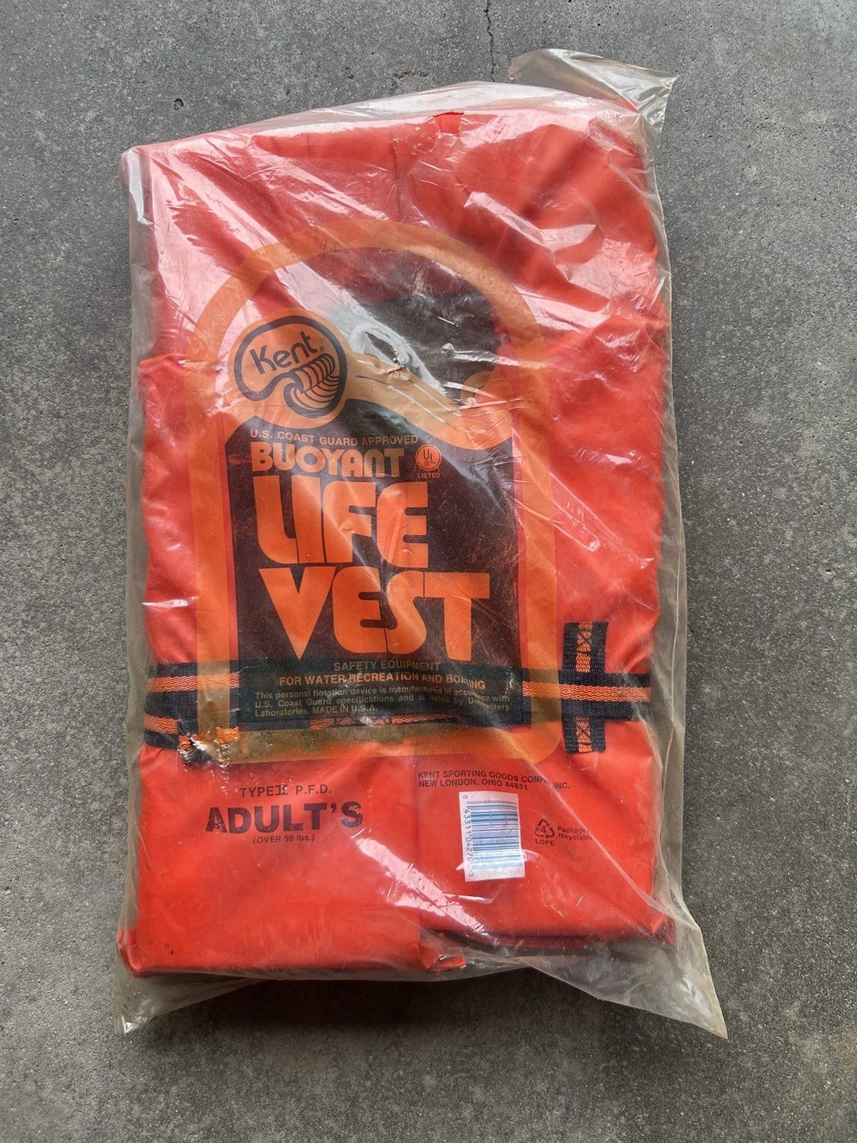 Adult’s Kent Buoyant Life Vest Supports Over 90 lbs Neon Orange TYPE 2-P.F.D USA