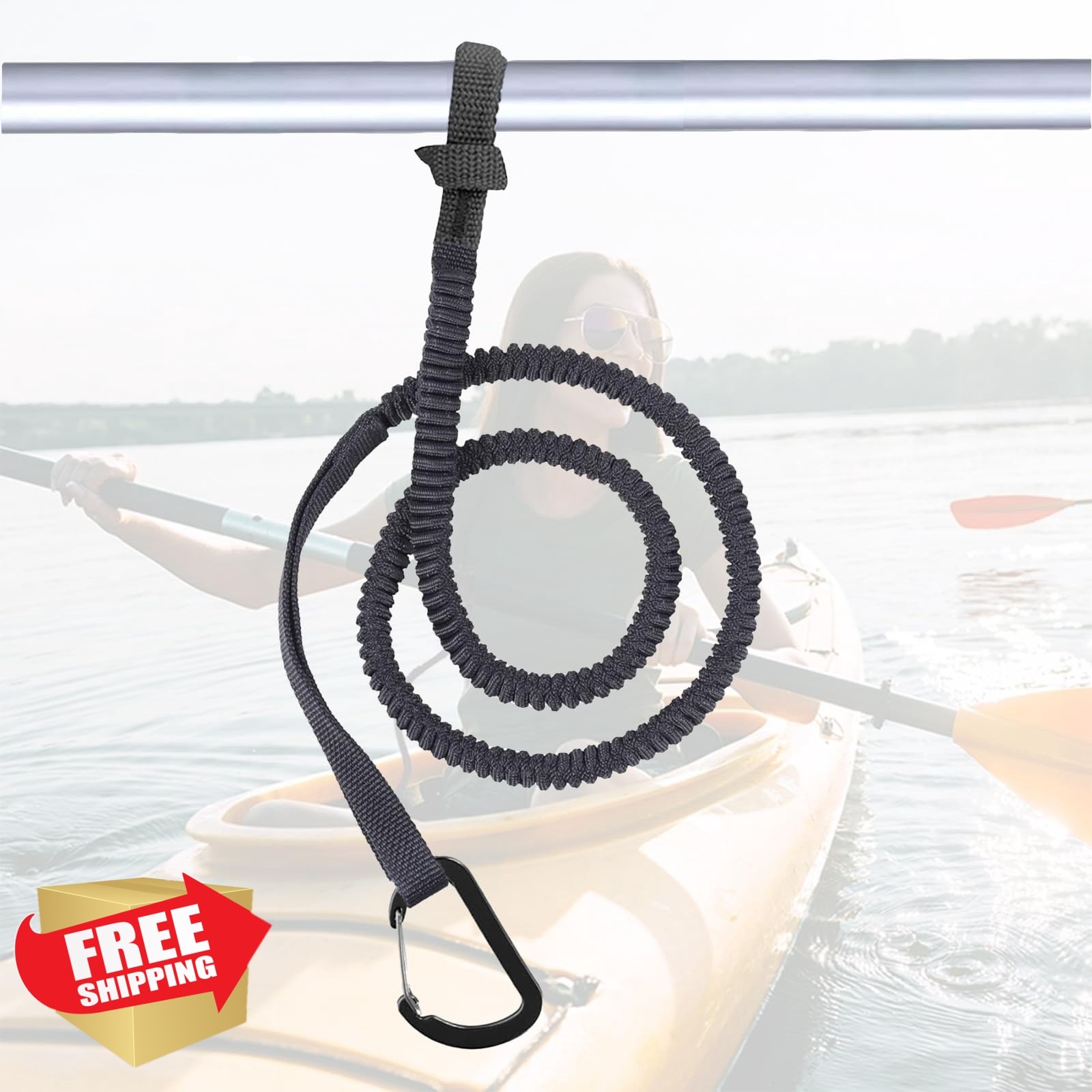 MOOCY Kayak Paddle Leash Black 3-7ft 1 Pack