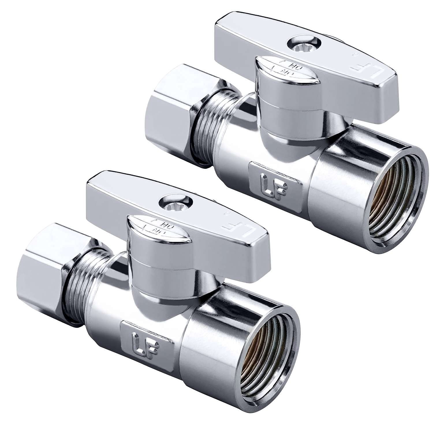 2 Pack Premium Brass Chrome plated 3/8″ FIP Female Thread x 3/8 Inch OD Compr…