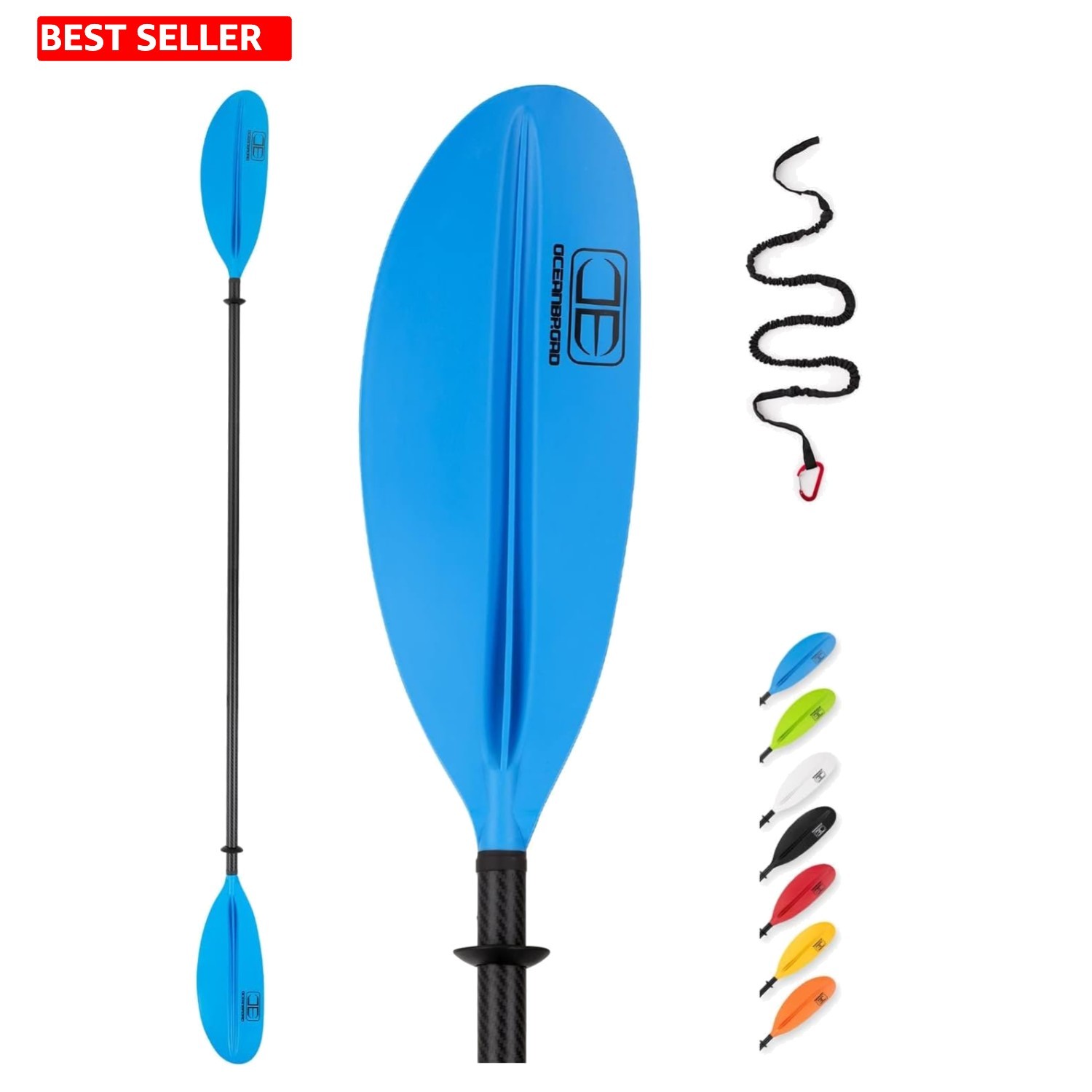 86in Carbon Fiber Kayak Paddle – Adjustable Feathered Angles & Leash