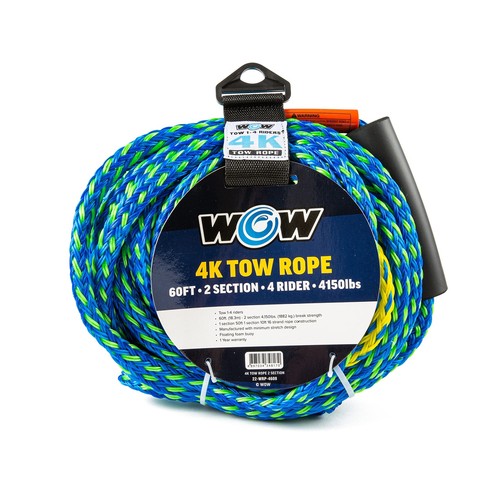 WOW Sports 22-WRP-4608 4-Rider 4K Tow Rope 60 ft Wakeboard Water Ski Wakesurf