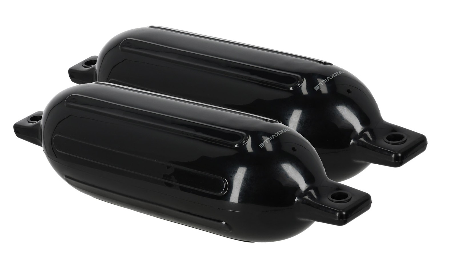 Rockville FEN265-BLACK Boat Fender Package 2 Bumpers 6.5″x23″, 2 Covers, 2 Lines