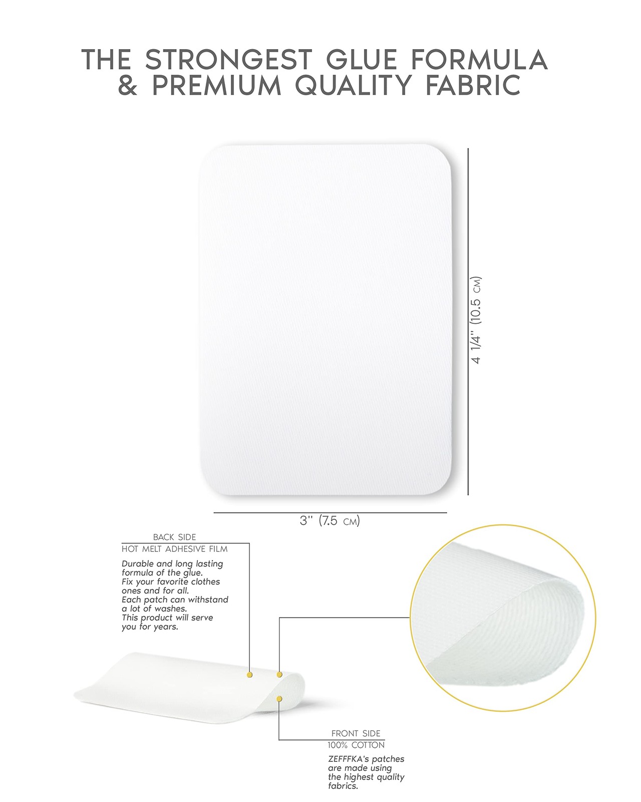 ZEFFFKA Premium Quality Fabric Iron-on Patches Inside & 1-Pack, Black&White