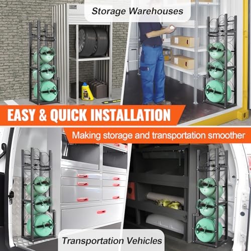 Refrigerant Tank Rack – 1 x 50lb, 2 x 30lb & 3 Small 12.99″ x 15.55″ x 49.76″
