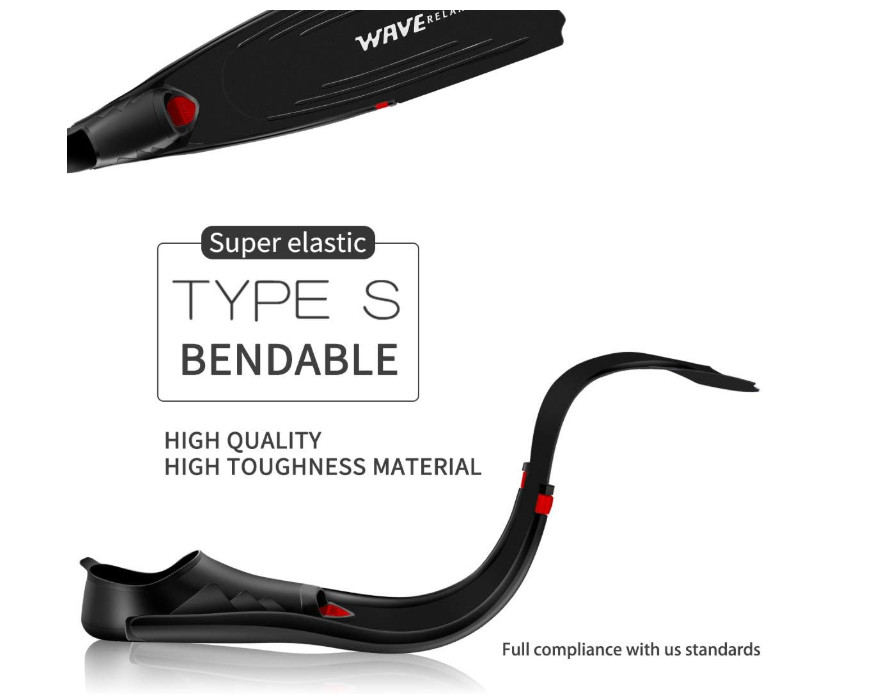Wave Long Blade Diving Fins Full Pocket Size 5.5-6.5 New In Bag