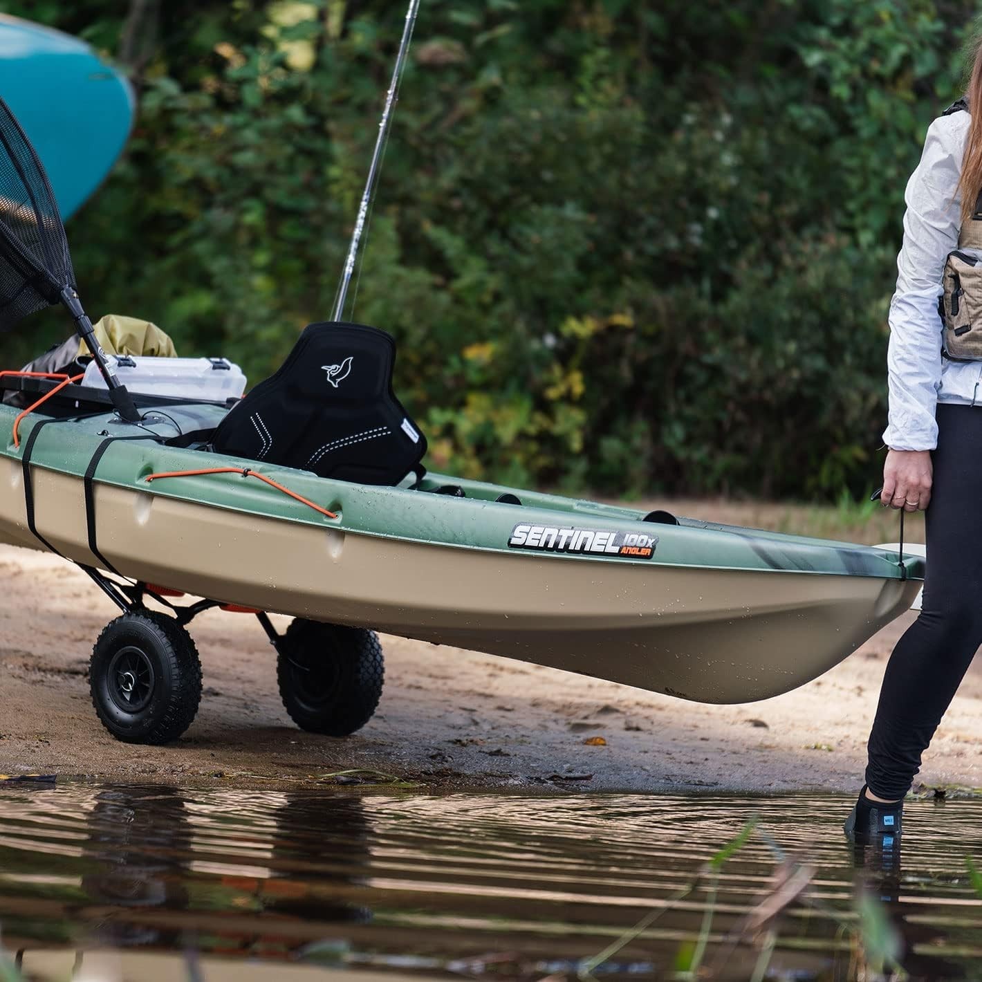 Foldable Kayak & SUP Transport Cart with Black Aluminum Frame and Large Tires