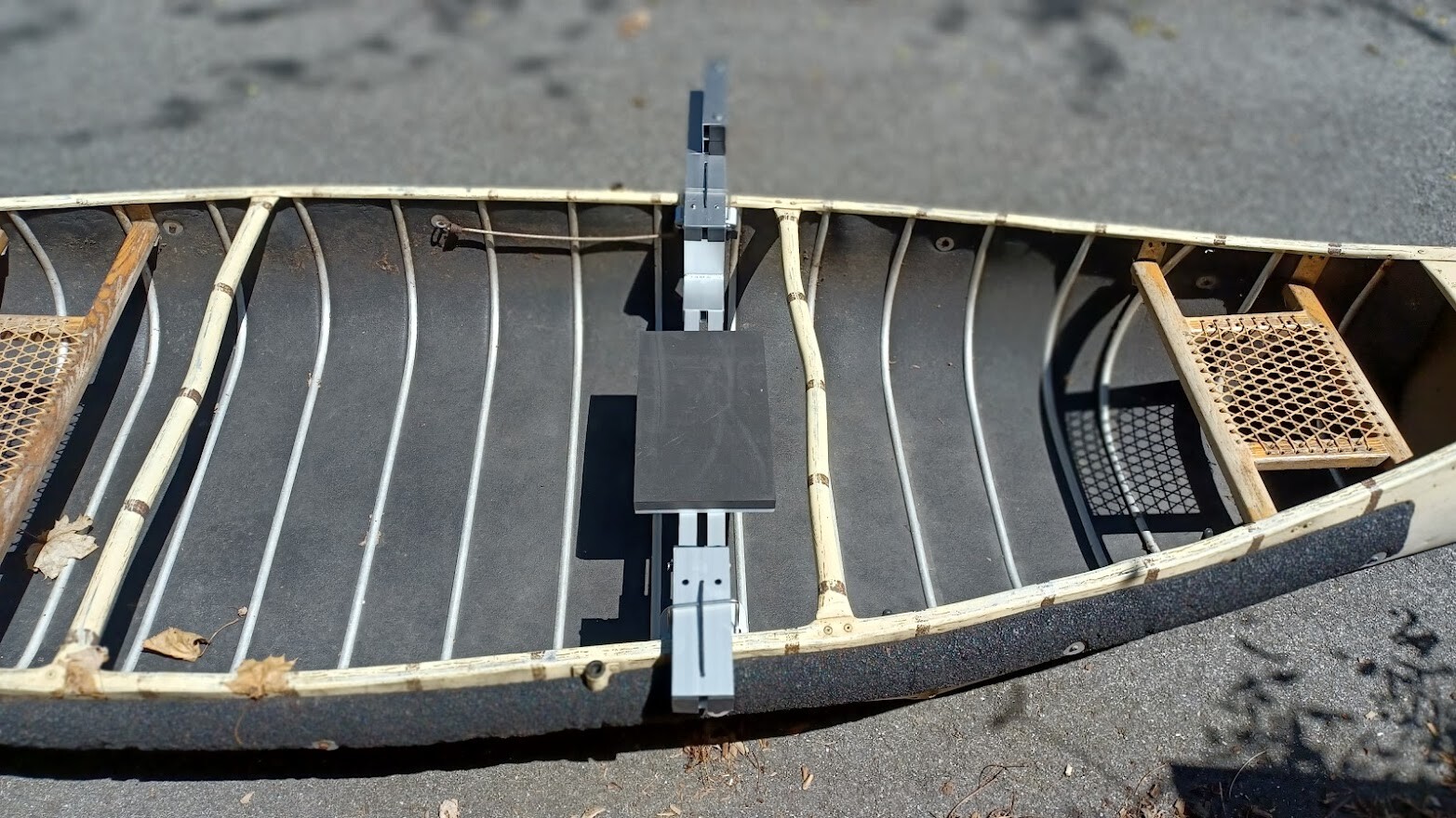 Add-on Canoe Seat with Motor Mount. Drops In & Clamps.