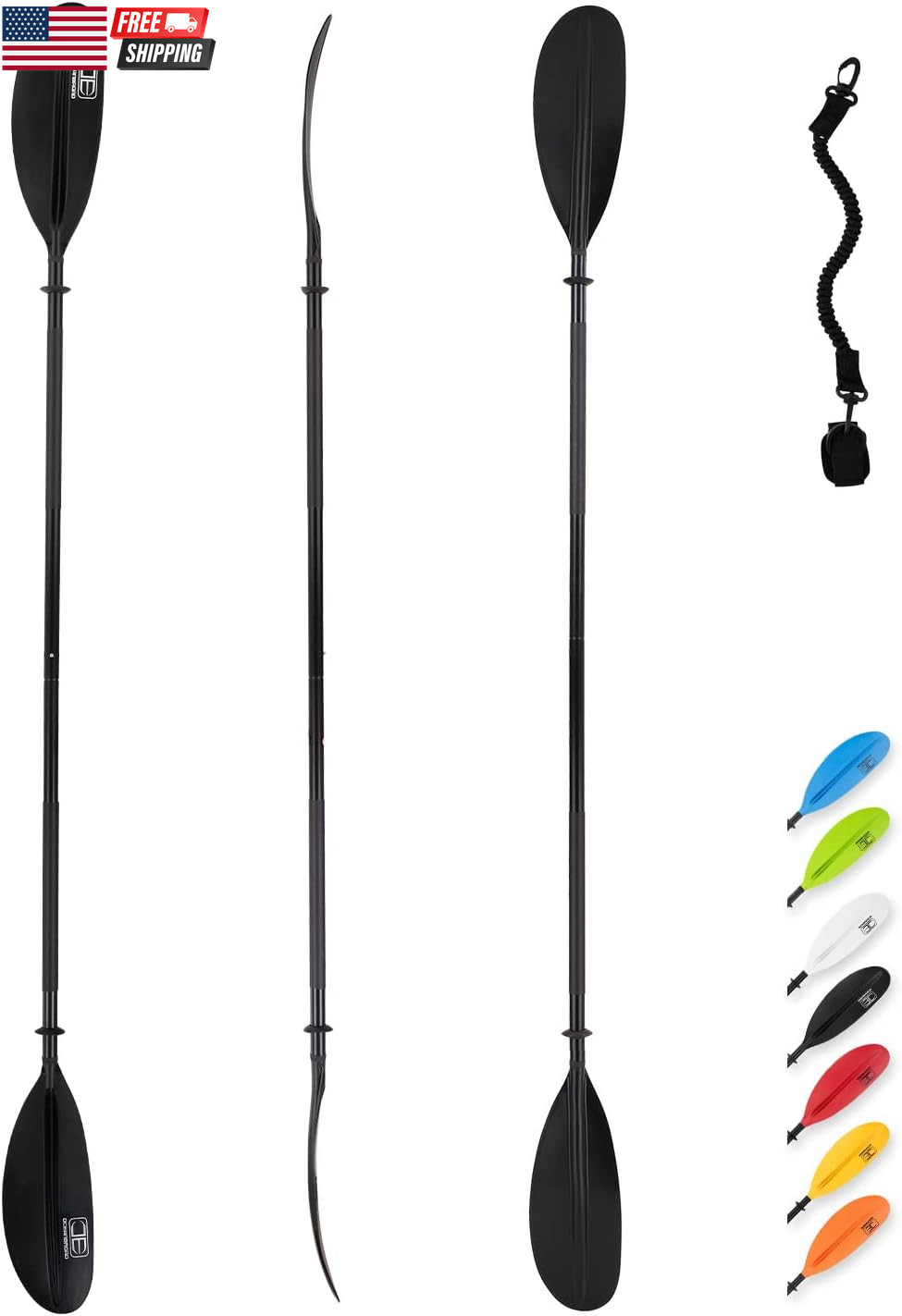 Kayak Paddle 86In/218Cm, 90.5In/230Cm, 95In/241Cm Alloy Shaft Kayaking Boating C
