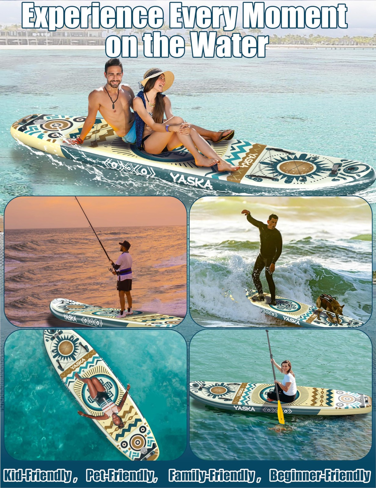 Inflatable Stand up Paddle Board 11ft with Premium SUP Accessories,Extra Wide…