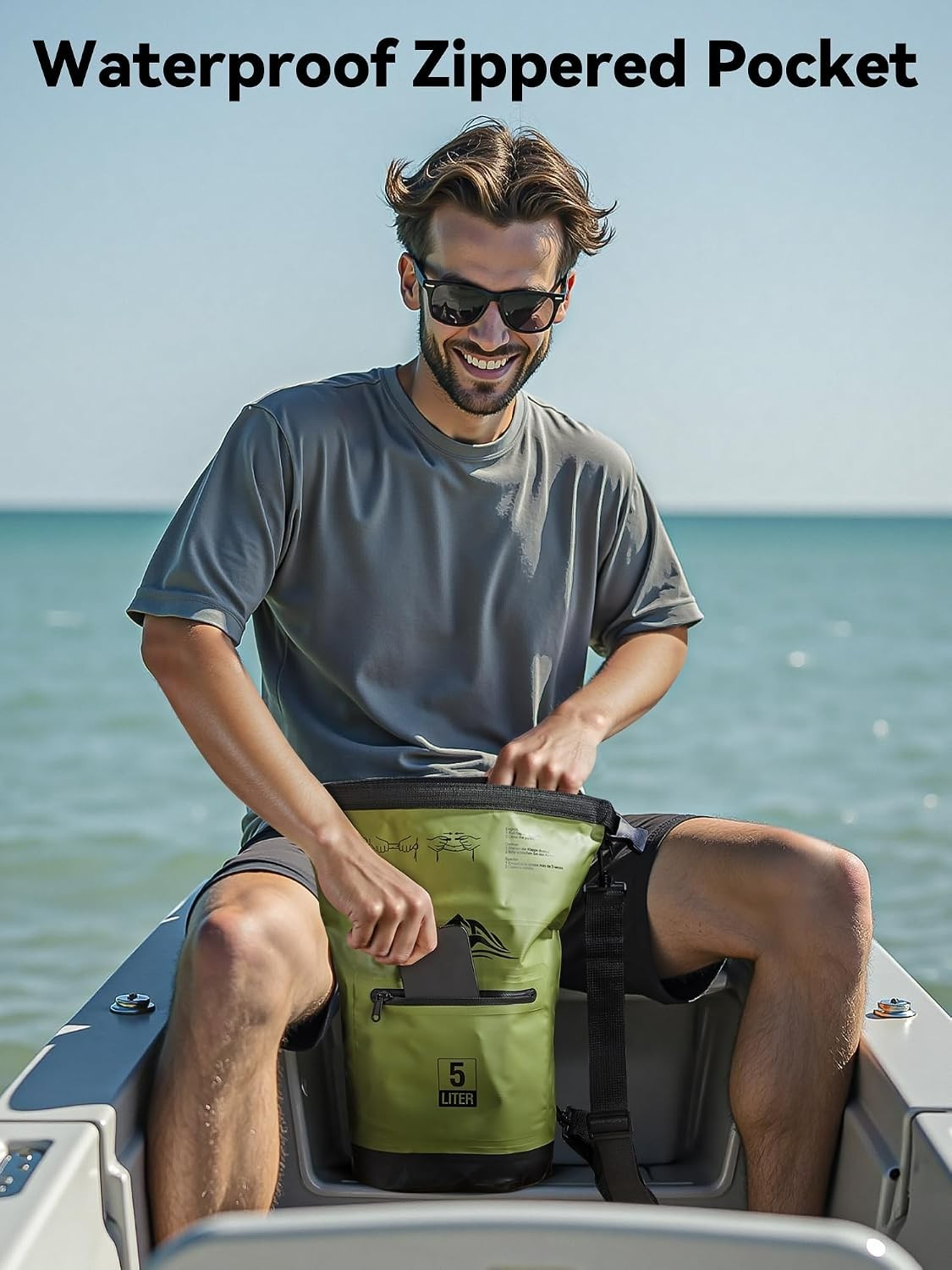 Versatile 10L Waterproof Dry Storage Bag with Zippered Pocket for Adventurers