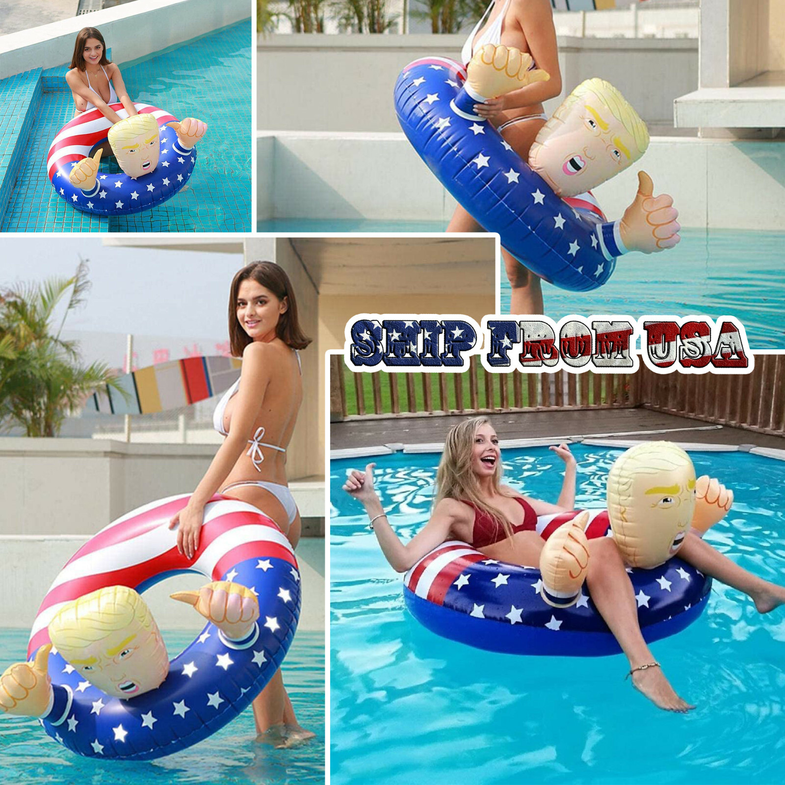29″ Trump Swimming Floats Inflatable Pool Raft Tube For Kids & Teen Size