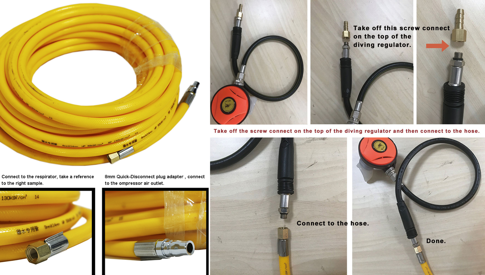 50FTHose Explorer Scuba Diving 2nd Stage Regulator Dive Octopus Hookah Hose Kit