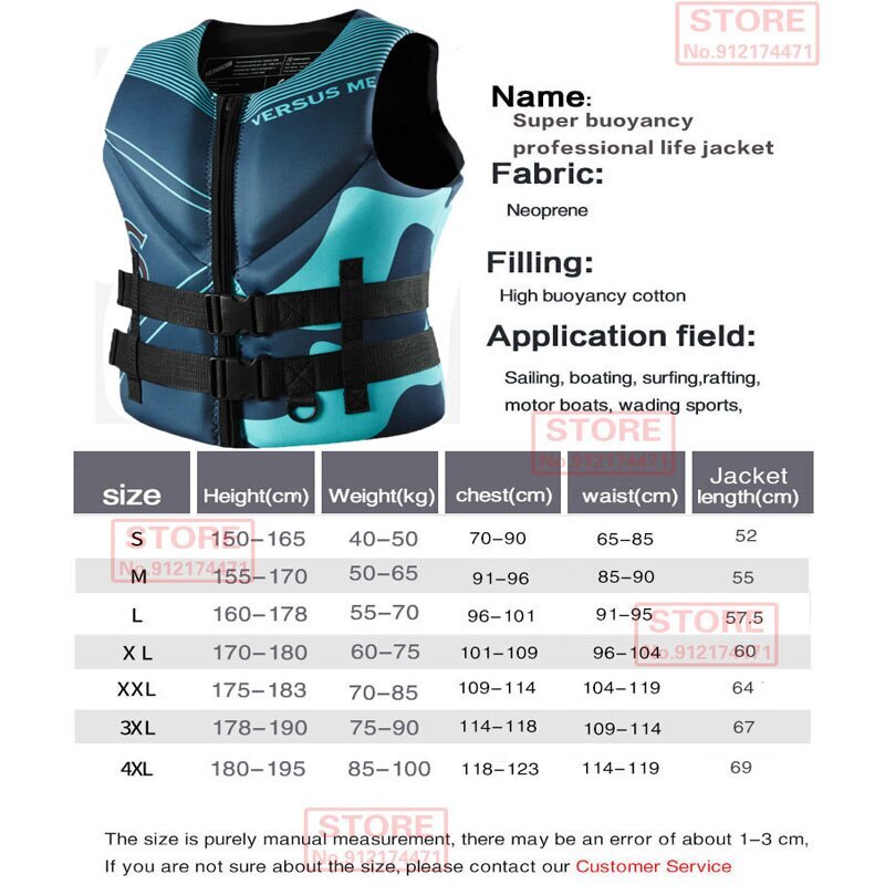 Life Jacket SuperBuoyancy Neoprene Life Jacket Surf Raft Kayak Fishing